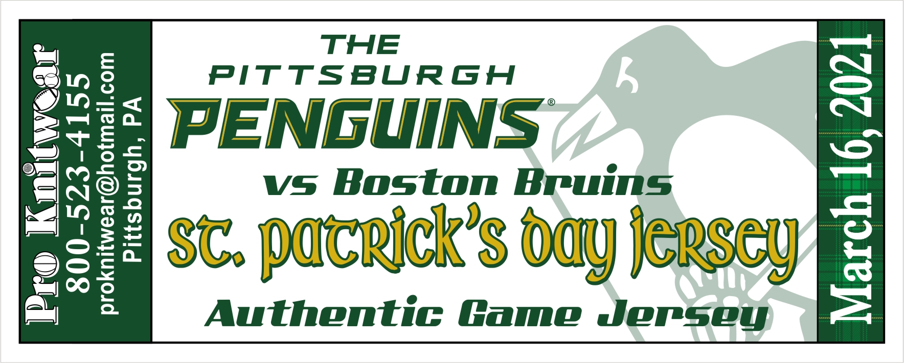 The Pittsburgh Penguins (Piongaini) go Gaelic for St. Patrick's